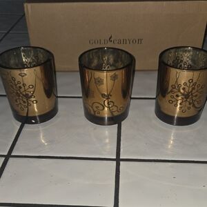 Gold Canyon Gold and Black Candle Holders Set